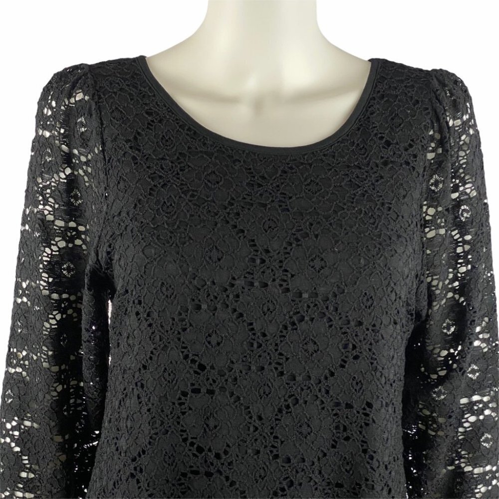 NALLY & MILLIE Black Knit Lace Dress M - Picture 3 of 7